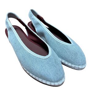 Flabelus Narnia Slingback Flats Sz 38 Light Denim Blue Slip Ons RUNS SMALL